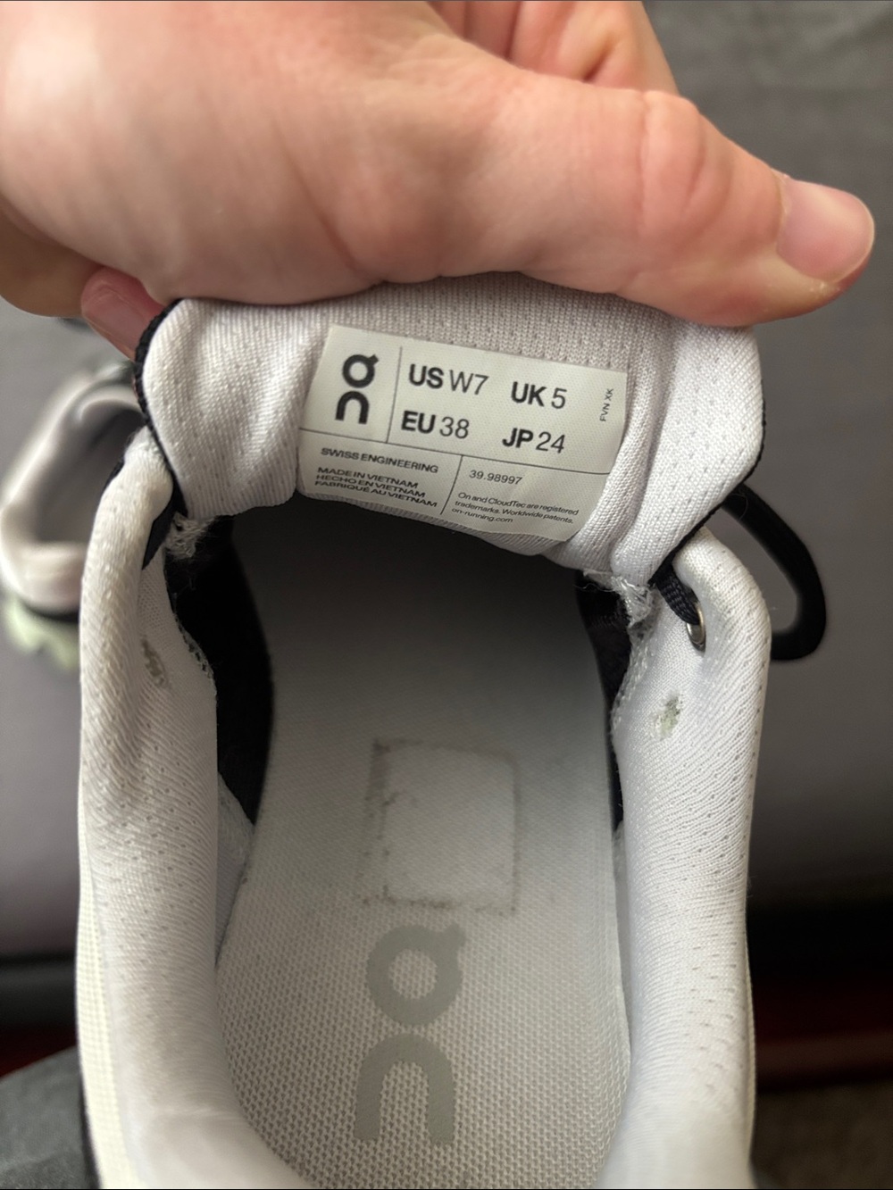 On Running Women's Running Sneakers in White and Green - Picture 5 of 5